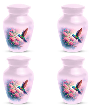 Hummingbird Cremation Urn for Ashes- Pink Rose Memorial for Mom | Personalized Floral Keepsake for Women
