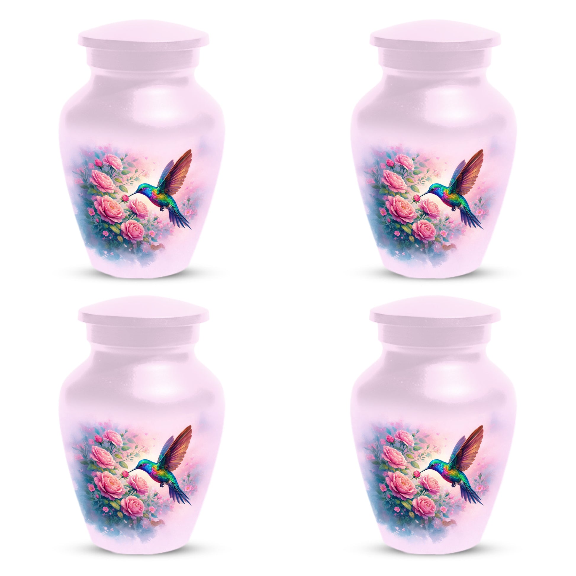 Hummingbird Cremation Urn for Ashes- Pink Rose Memorial for Mom | Personalized Floral Keepsake for Women