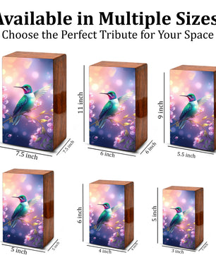 Green Hummingbird Cremation Urn for Ashes - Floral Humming Bird Urns for Female