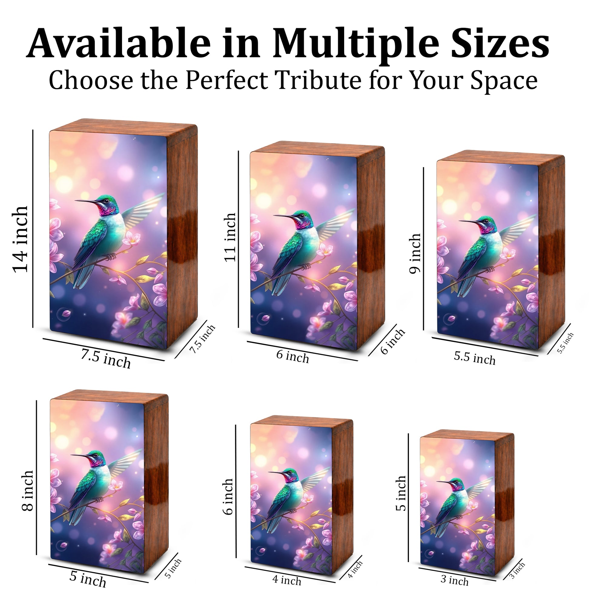 Green Hummingbird Cremation Urn for Ashes - Floral Humming Bird Urns for Female