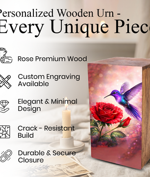 Purple Hummingbird Urn For Mom Ashes - Red Rose Mini Urns For Female