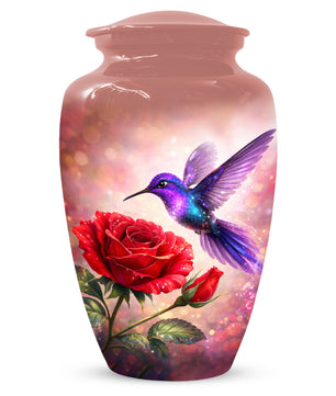 Personalized Hummingbird & Rose Urn for Mom – Custom Rose Cremation Urns for Ashes