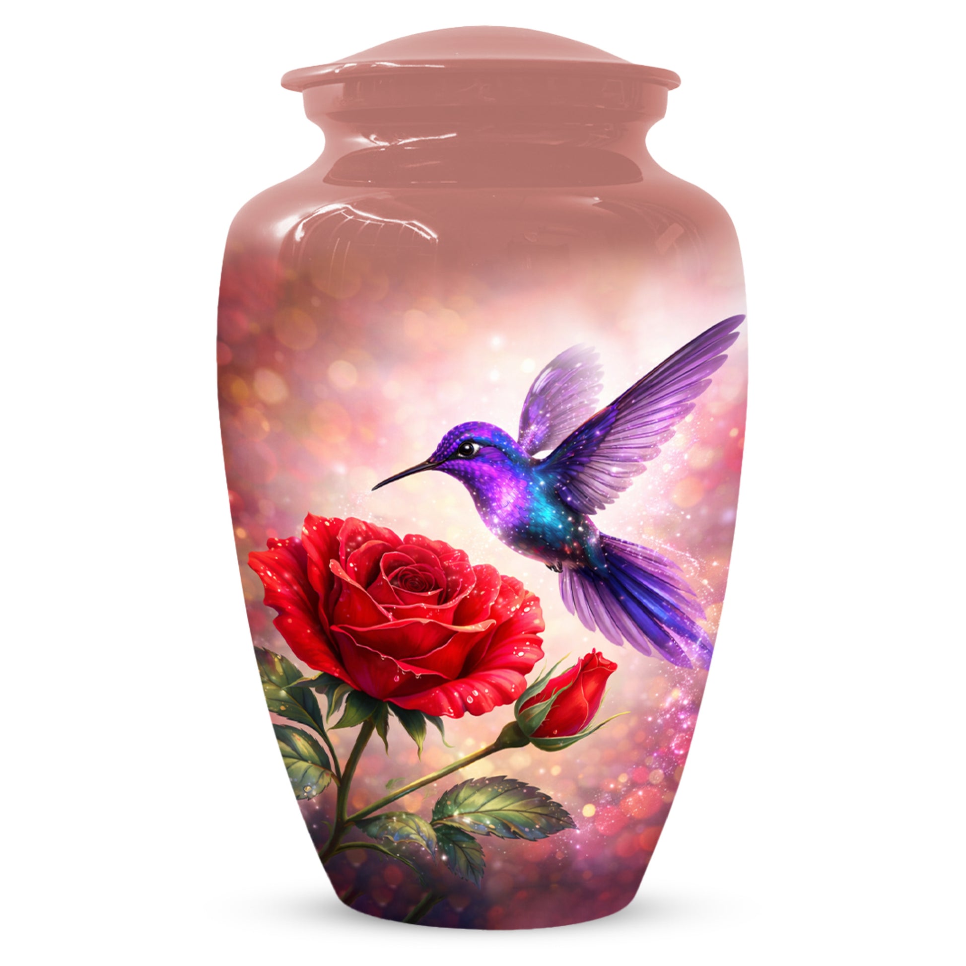 Personalized Hummingbird & Rose Urn for Mom – Custom Rose Cremation Urns for Ashes