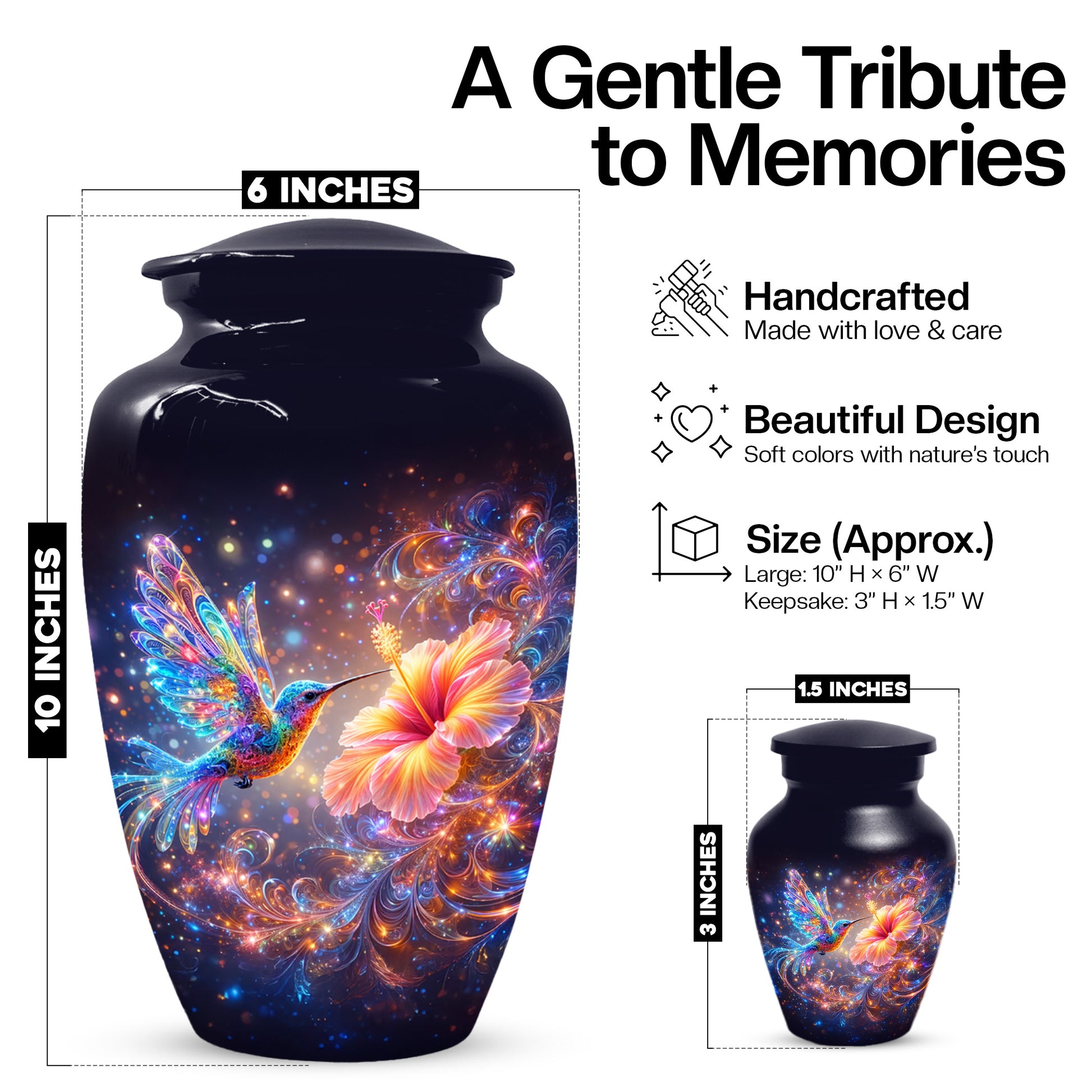 Hummingbird  Memorial Urn for Mom – Beautiful Floral Cremation Urns for Ashes