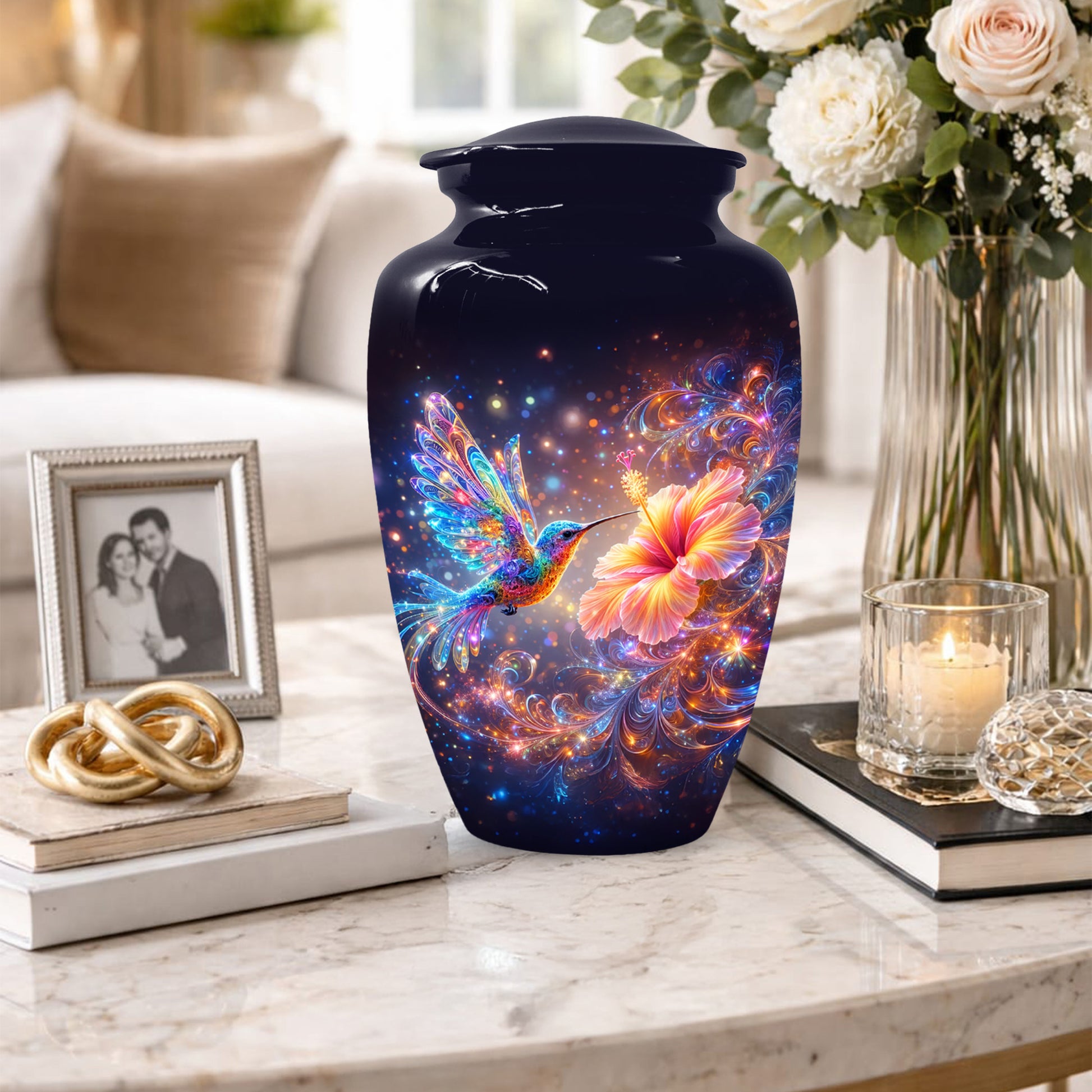Hummingbird  Memorial Urn for Mom – Beautiful Floral Cremation Urns for Ashes