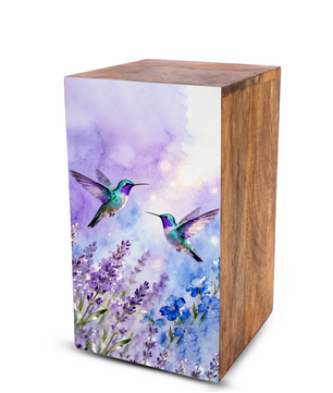 Purple Hummingbird Urn For Ashes - Flower Bird Keepsake Urns For Adults