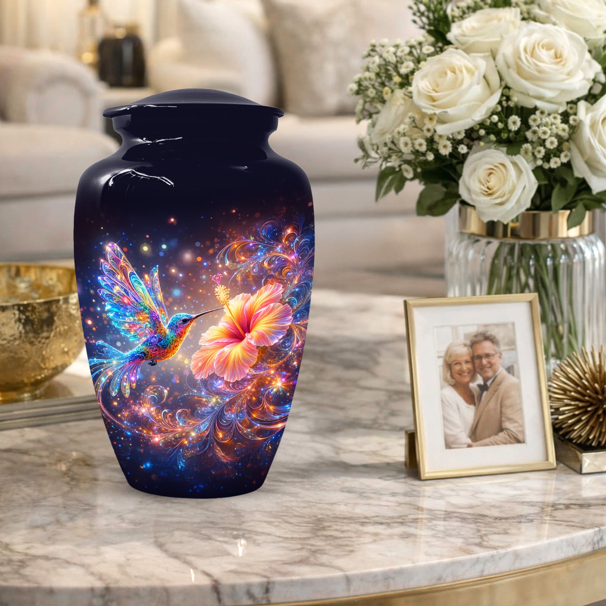 Hummingbird  Memorial Urn for Mom – Beautiful Floral Cremation Urns for Ashes