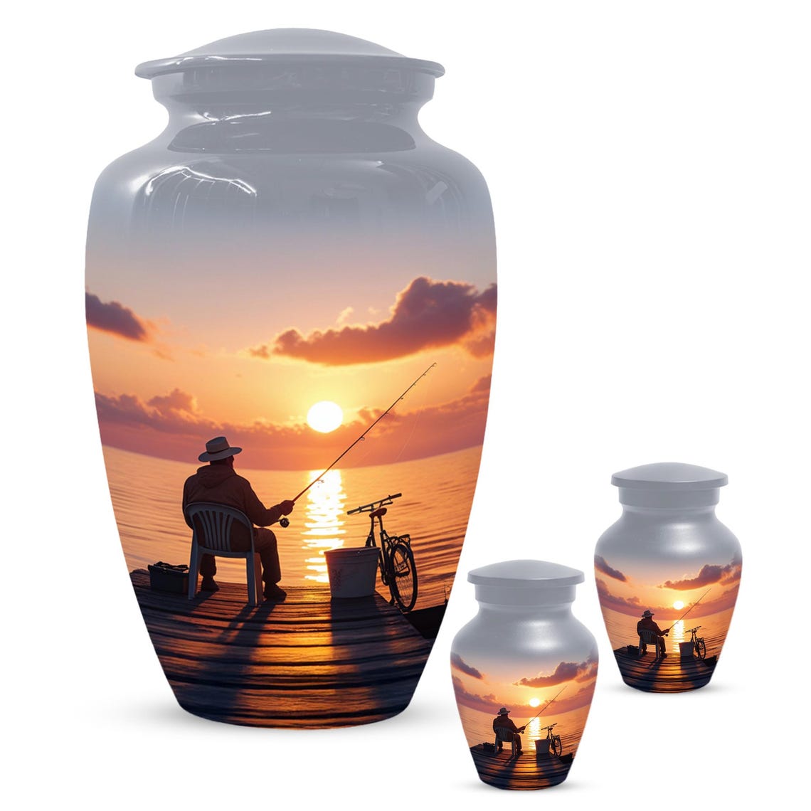 Gone Fishing Urns For Dad | Fisherman Cremation Urn For Adult Male Ashes