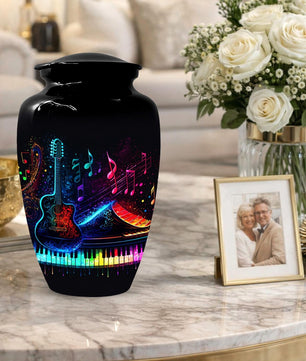 Guitar Music Note Urn For Ashes - Piano Cremation Urns For Male & Female