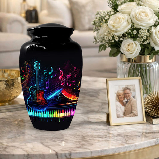 Guitar Music Note Urn For Ashes - Piano Cremation Urns For Male & Female