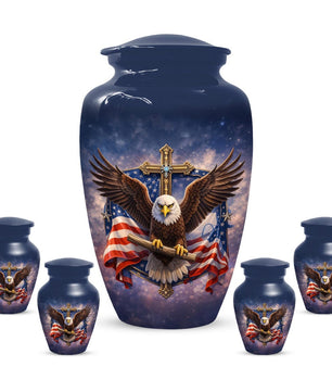 Flying Eagle Urn For Human Ashes - Celtic Cross Religious Cremation Urns For Dad