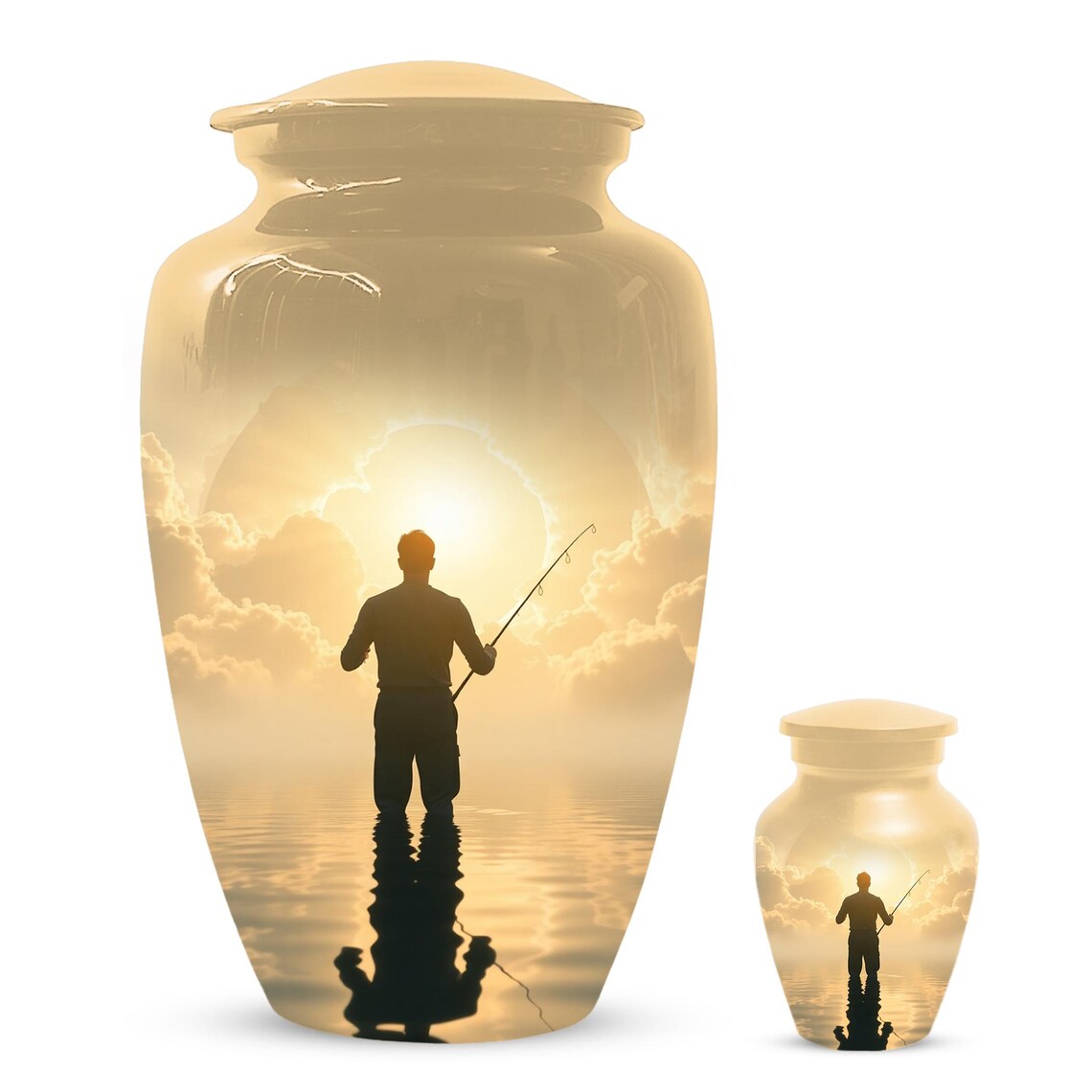Gone Fishing in Heaven Urn for Dad | Fisherman Hunting Urns For Adult Male Men