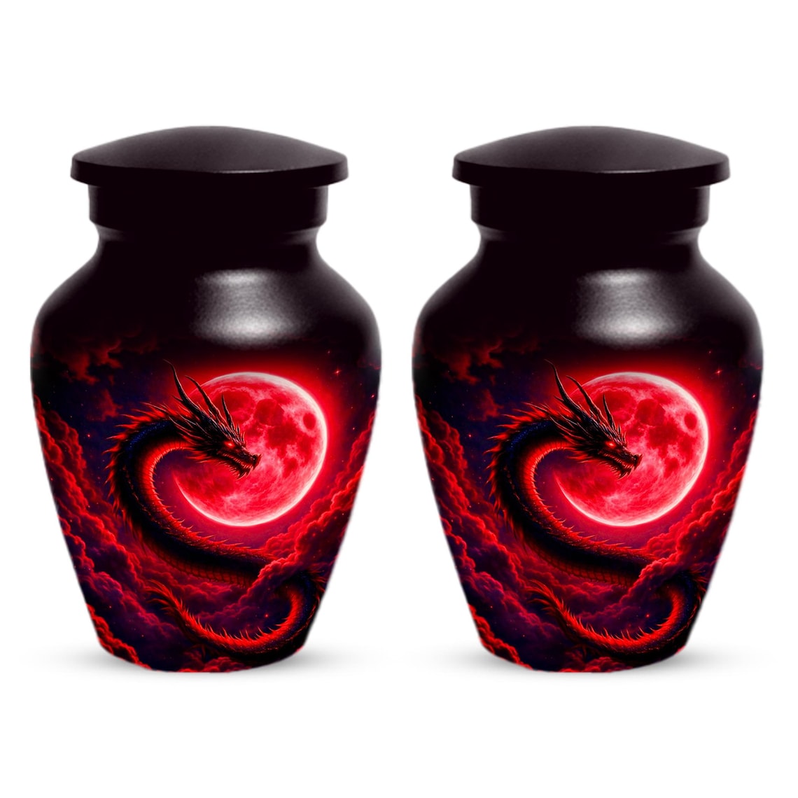 Dragon Urn For Human Ashes - Red Moon Cremation Urns For Adult Male
