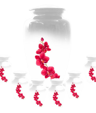 Red Orchid Urn For Ashes - Small Cremation Urns For Men & Women