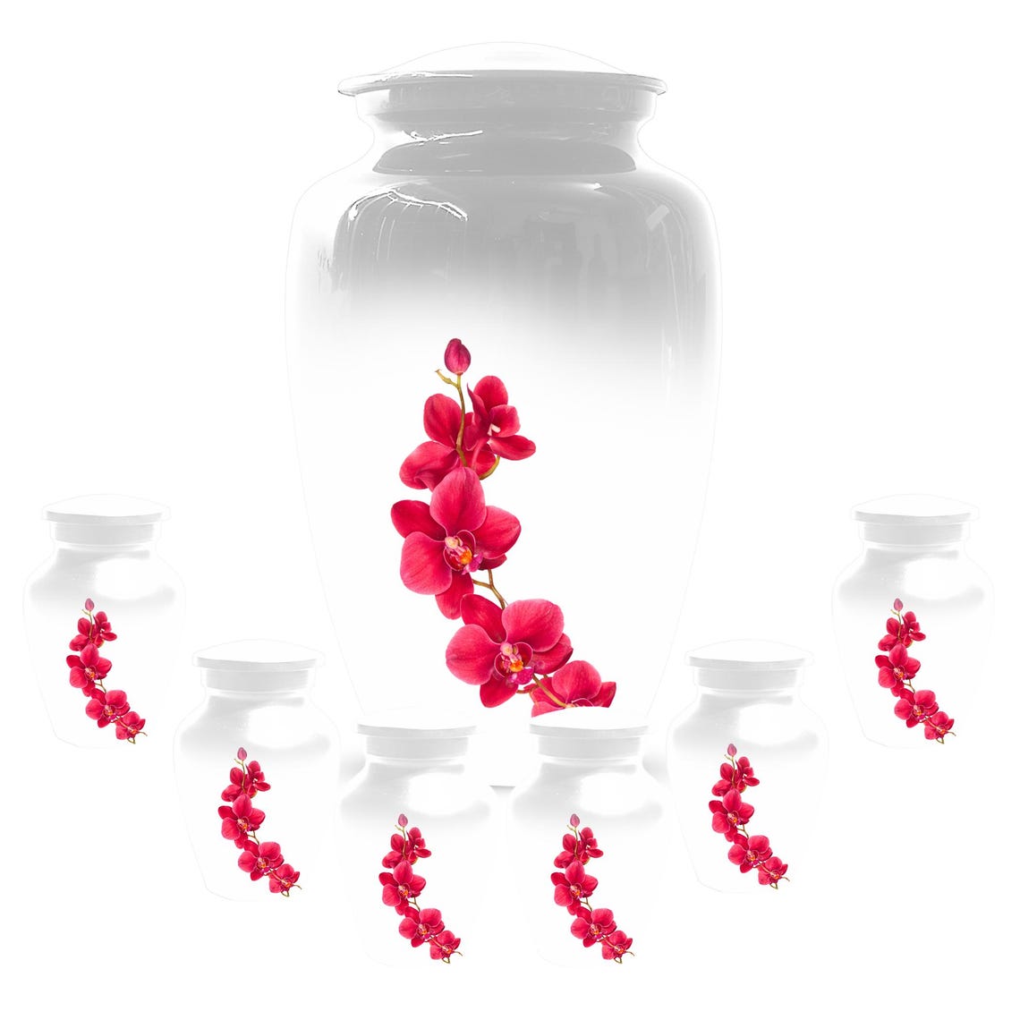 Red Orchid Urn For Ashes - Small Cremation Urns For Men & Women