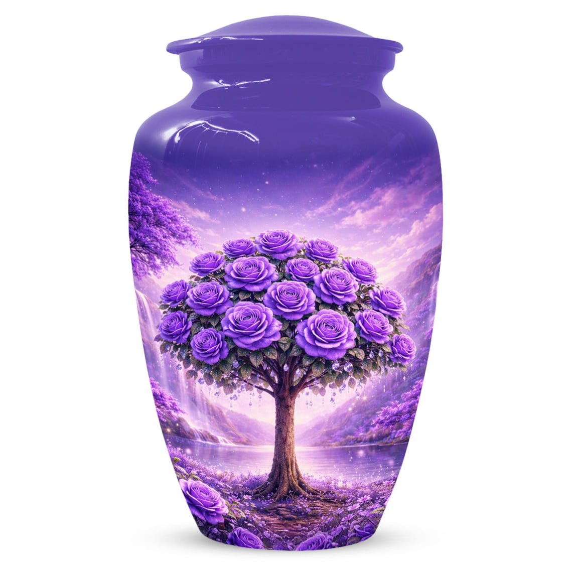 Purple Tree Urn For Human Ashes - Flower Urns For Male and Female