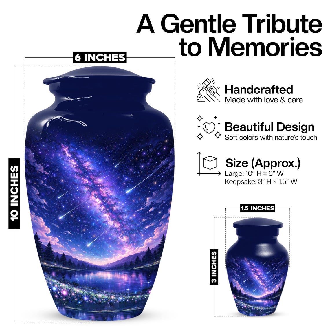 Star Galaxy Urn For Ashes - Decorative Teardrop Urns For Adult Mom and Dad