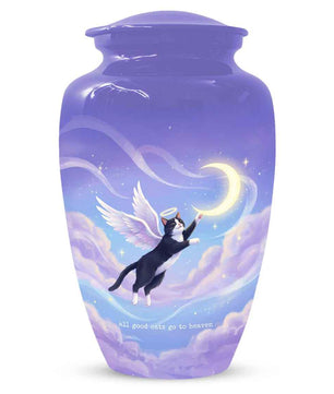 Black Cat Keepsake Kitty Urns - Purple Cremation Urn For Pet Ashes