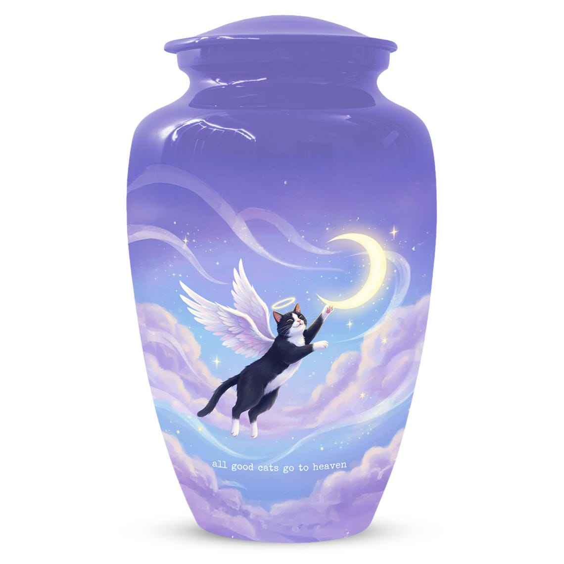 Black Cat Keepsake Kitty Urns - Purple Cremation Urn For Pet Ashes