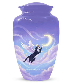 Black Cat Keepsake Kitty Urns - Purple Cremation Urn For Pet Ashes