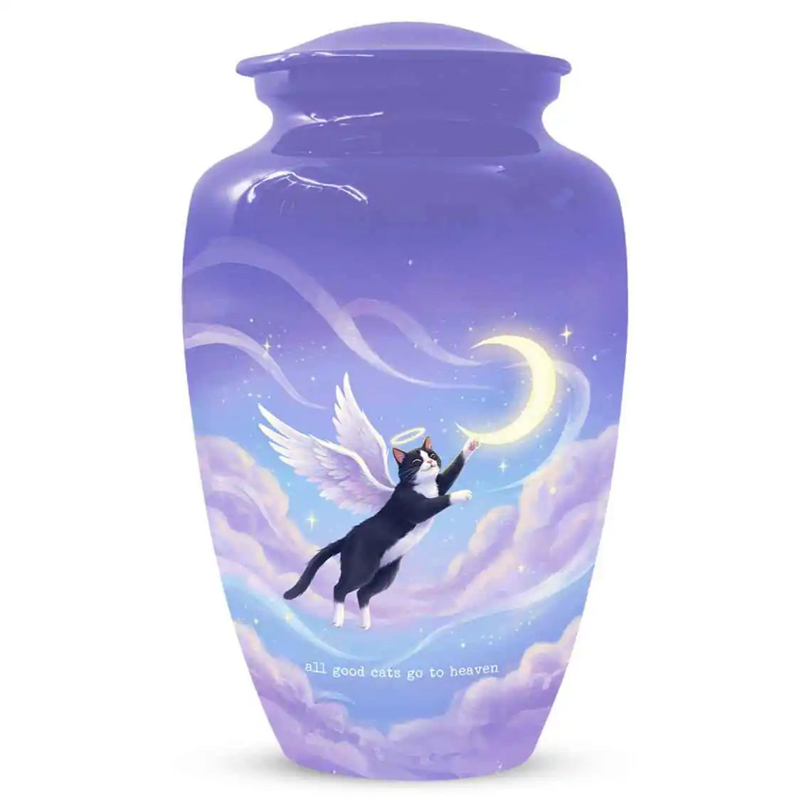 Black Cat Keepsake Kitty Urns - Purple Cremation Urn For Pet Ashes