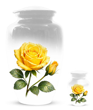 Yellow Rose Cremation Urn For Ashes - Flower Keepsake Mini Urns With Rose