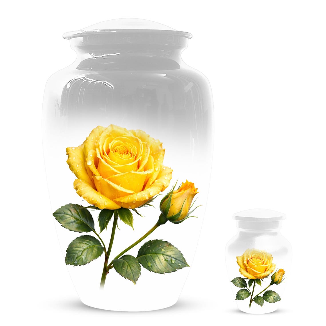 Yellow Rose Cremation Urn For Ashes - Flower Keepsake Mini Urns With Rose
