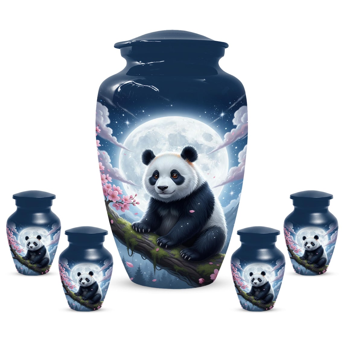 Panda Moonlit Urns For Human Ashes | White Moon Urn For Male and Female