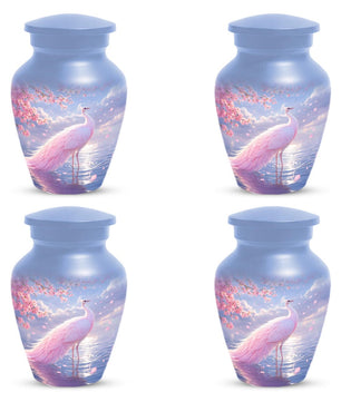 Pink Peacock Urn For Women Ashes - Customized Light Blue Cremation Urns For Mom