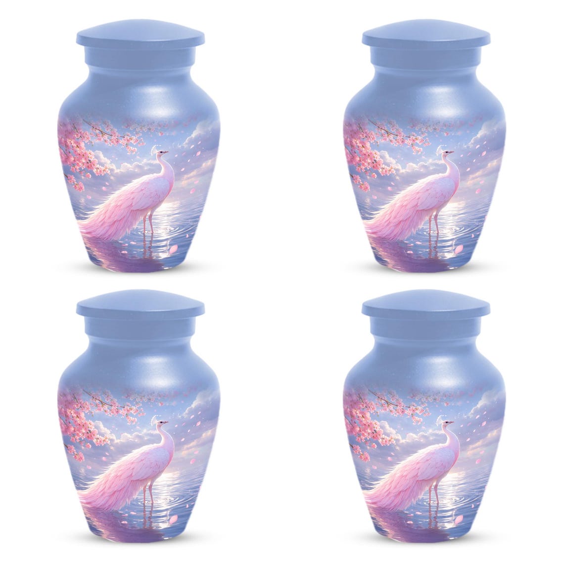 Pink Peacock Urn For Women Ashes - Customized Light Blue Cremation Urns For Mom