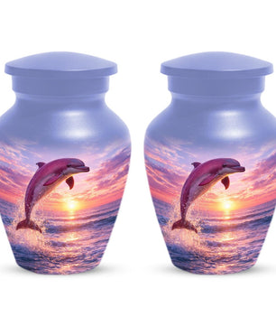 Pink Dolphin Urn For Ashes - Blue Ocean Cremation Urns For Adults