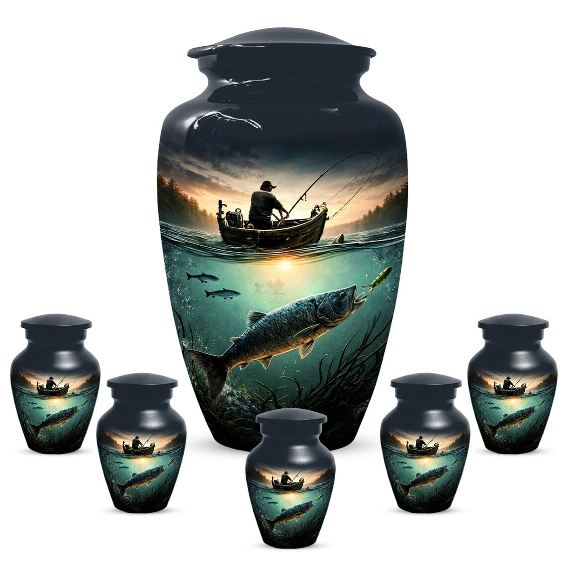 Fishing Urns For Dads Ashes - Fisherman Cremation Urn For Adult Male