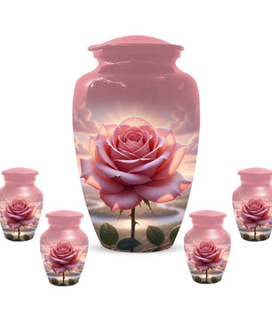 Rose Urn For Ashes Female - Pink Flower Cremation Urns For Women