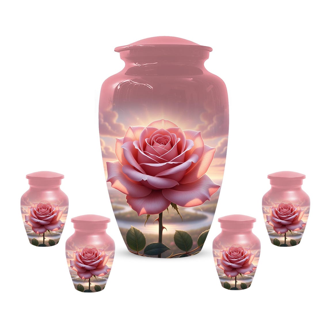 Rose Urn For Ashes Female - Pink Flower Cremation Urns For Women
