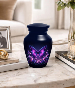 Purple Butterfly Urn For Female Ashes - Custom Floral Cremation Urns with Butterflies