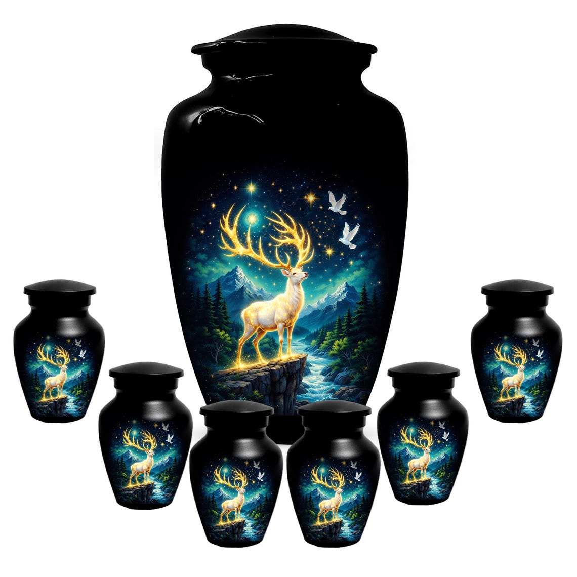 Deer Urn For Human Ashes - Forest Animal Cremation Urns For Male and Female