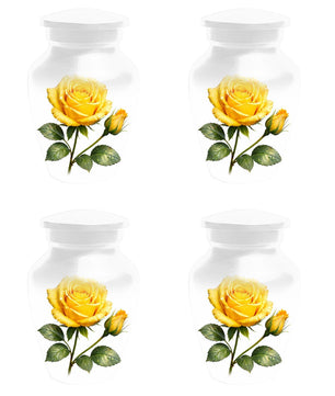 Yellow Rose Cremation Urn For Ashes - Flower Keepsake Mini Urns With Rose
