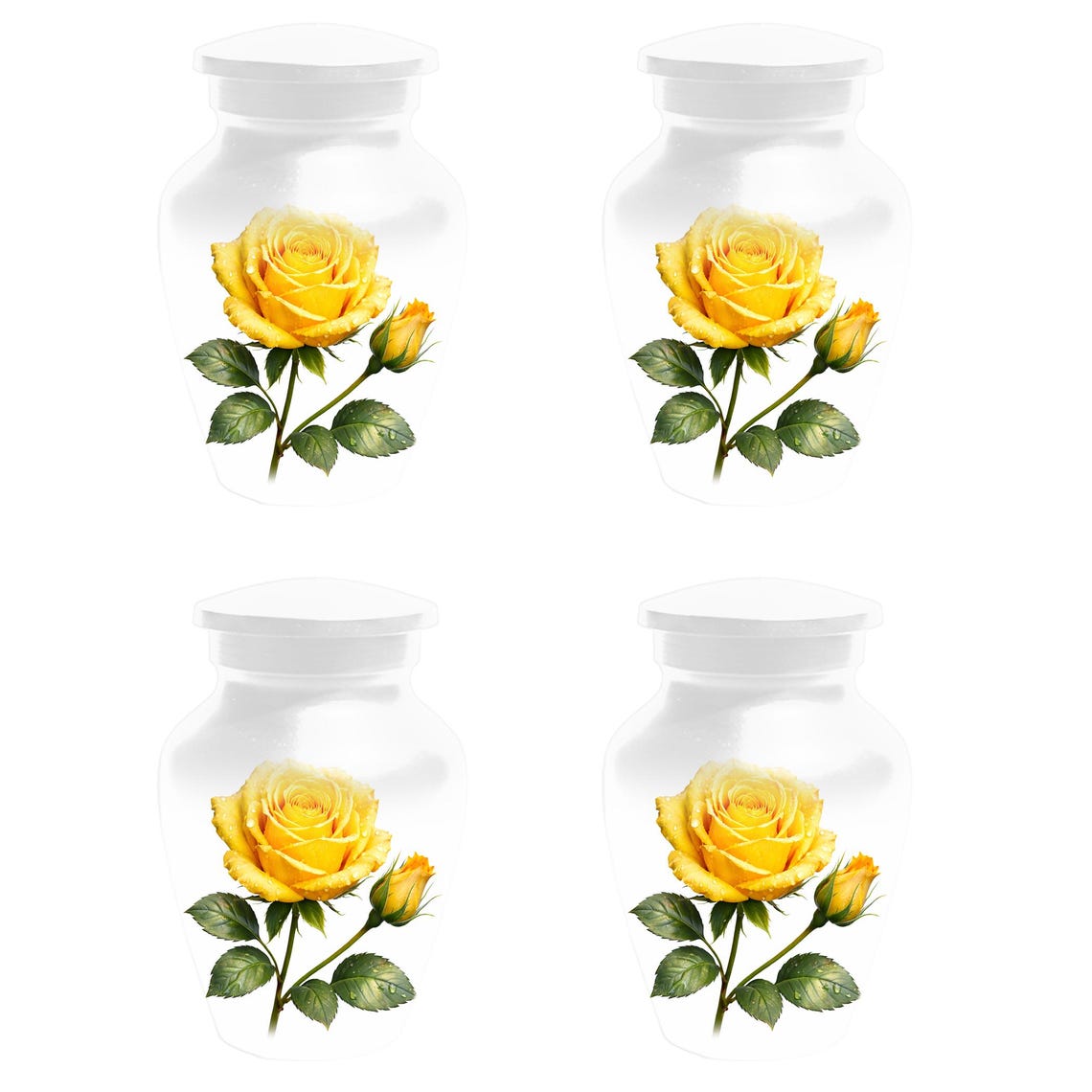 Yellow Rose Cremation Urn For Ashes - Flower Keepsake Mini Urns With Rose