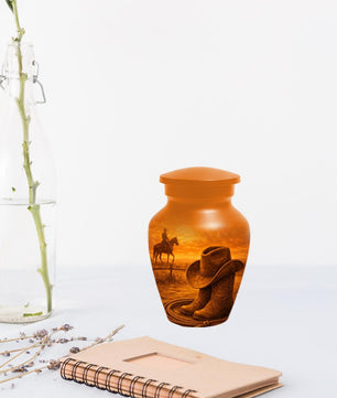Cowboy Boot Urn for Dad - Cowboys Hat Cremation Urns For Ashes Male