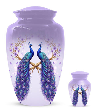 Peacock Companion Urn For Human Ashes - Extra Large Couple Urns For Husband and Wife