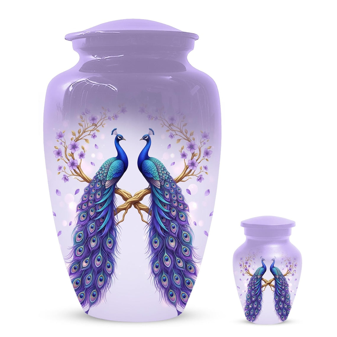 Peacock Companion Urn For Human Ashes - Extra Large Couple Urns For Husband and Wife