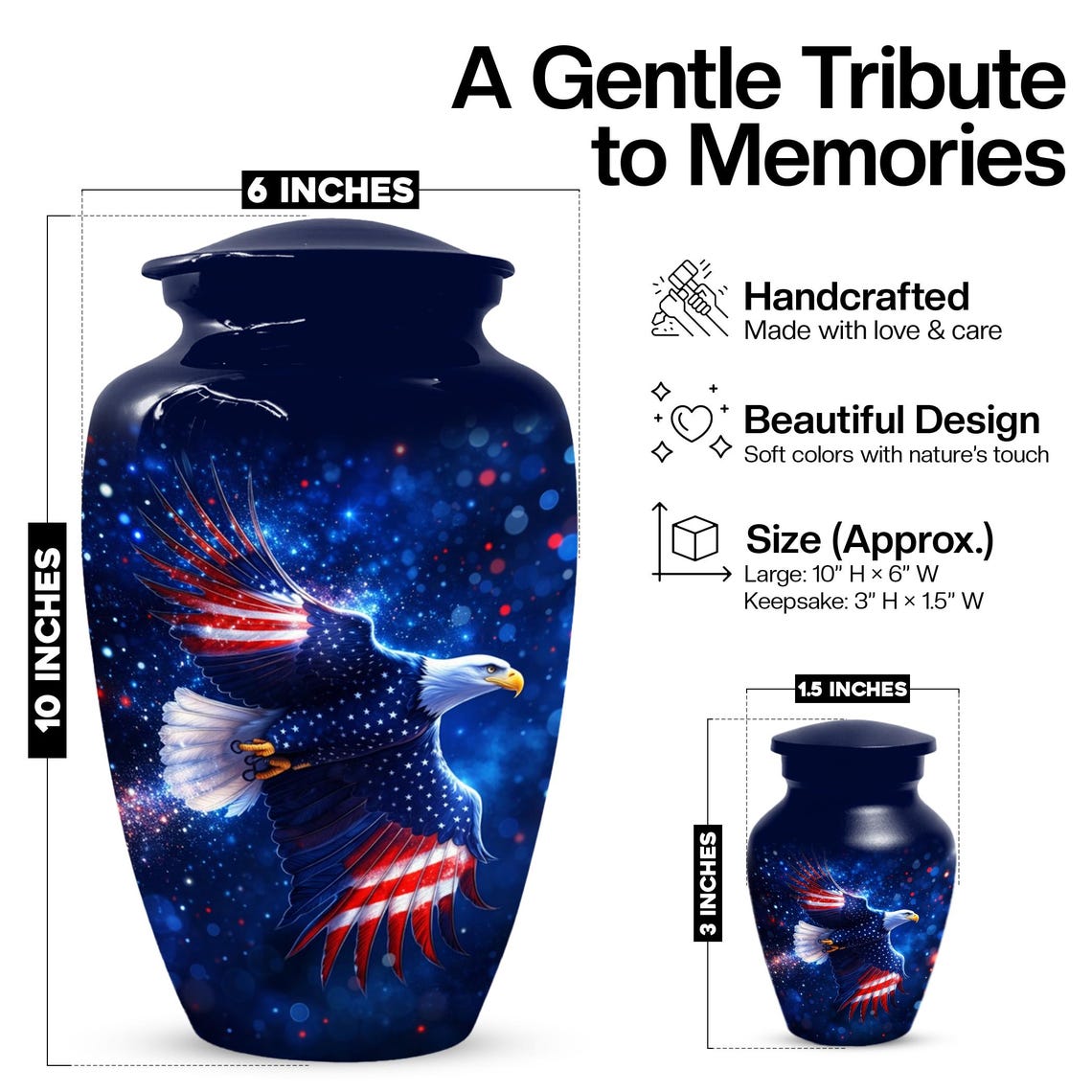 Soaring Eagle Urn For Ashes - Patriotic Cremation Urns for Military Veterans