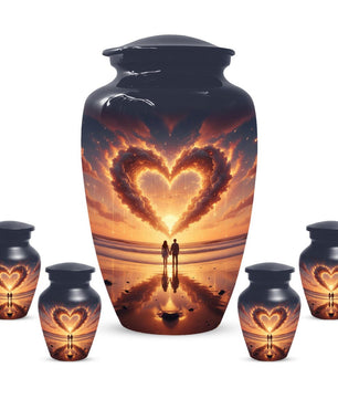 Beach Couple Urn For Human Ashes, Sunset Companion Extra Large Urns