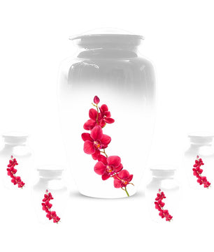 Red Orchid Urn For Ashes - Small Cremation Urns For Men & Women