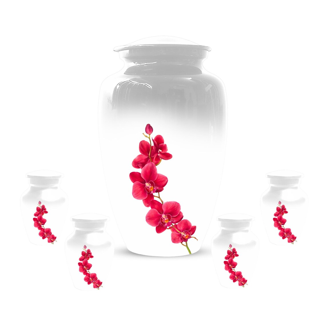 Red Orchid Urn For Ashes - Small Cremation Urns For Men & Women