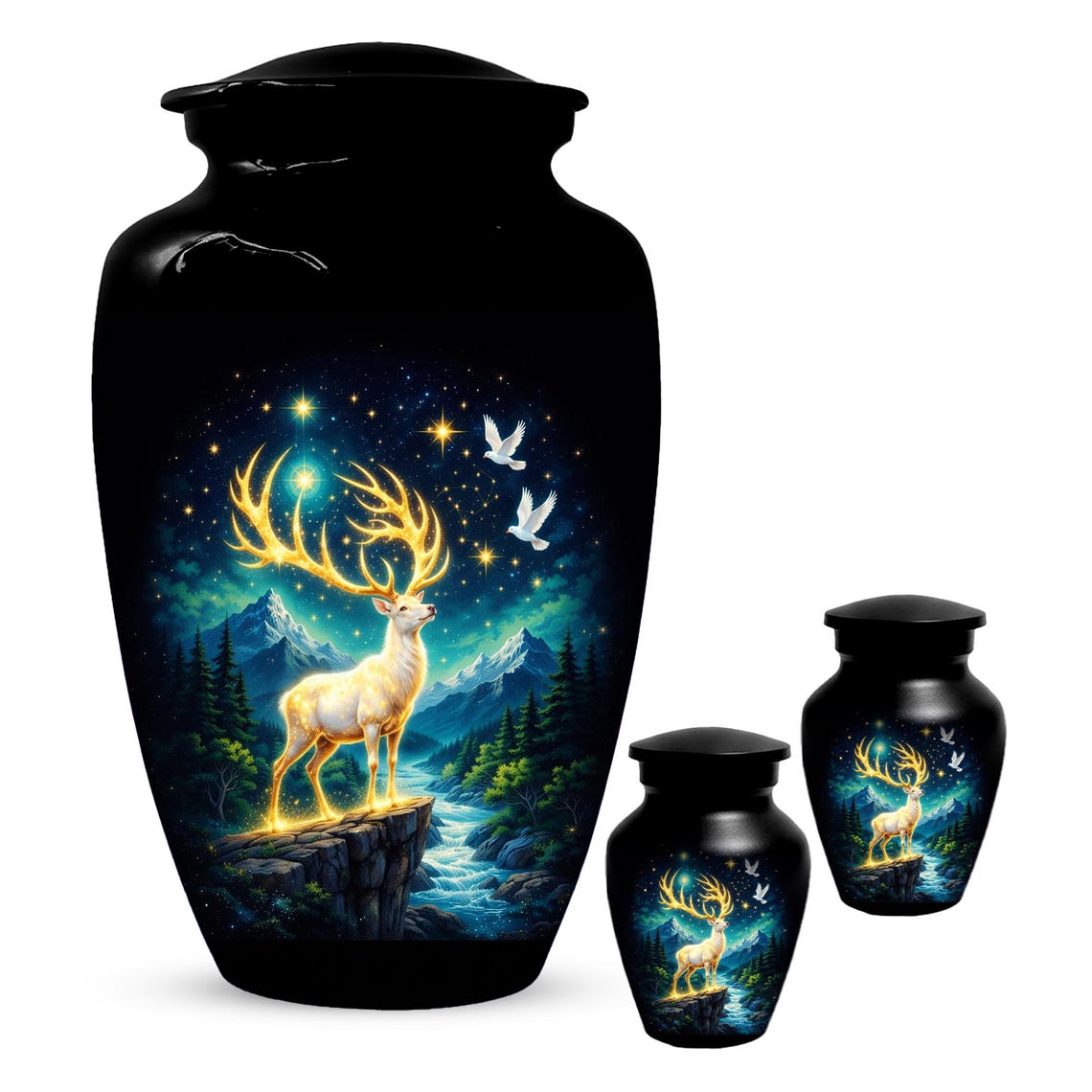 Deer Urn For Human Ashes - Forest Animal Cremation Urns For Male and Female