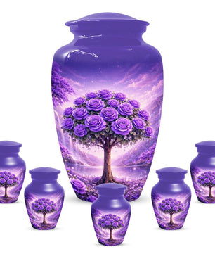 Purple Tree Urn For Human Ashes - Flower Urns For Male and Female