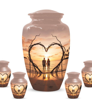 Sunset Beach Couple Urns For Ashes - Extra large Comapanion Urn For Mom and Dad