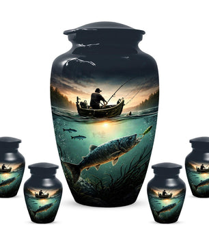 Fishing Urns For Dads Ashes - Fisherman Cremation Urn For Adult Male