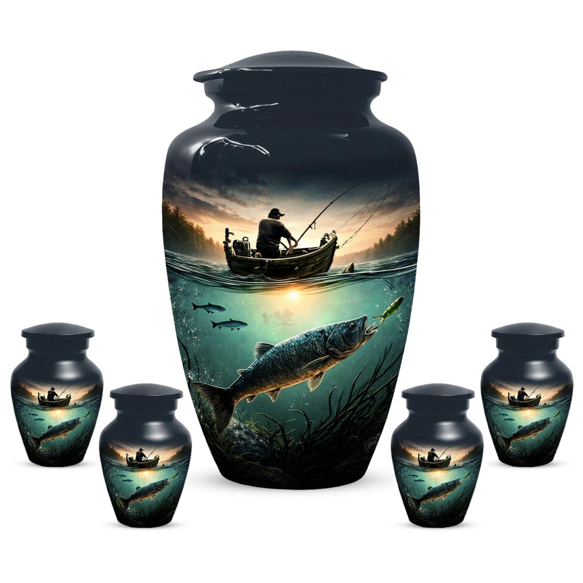 Fishing Urns For Dads Ashes - Fisherman Cremation Urn For Adult Male
